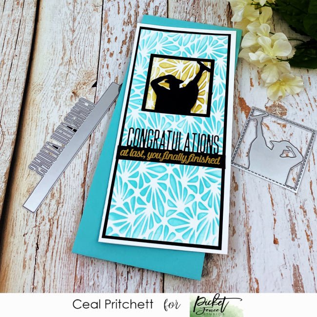 4x10 Slim Line Triangle Peaks Stencil - Picket Fence Studios
