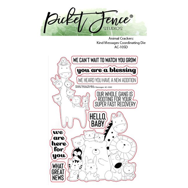 Animal Crackers: Kind Messages Coordinating Die - Picket Fence Studios