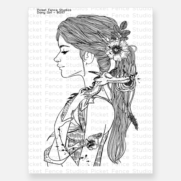 Beautiful Girl - Dany Girl Stamp with Coordinating Die - Picket Fence Studios
