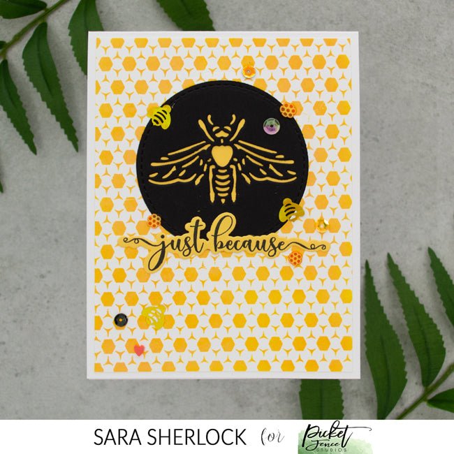 Bee Happy Negative Slim Line Die Cutting System Insert - Picket Fence Studios