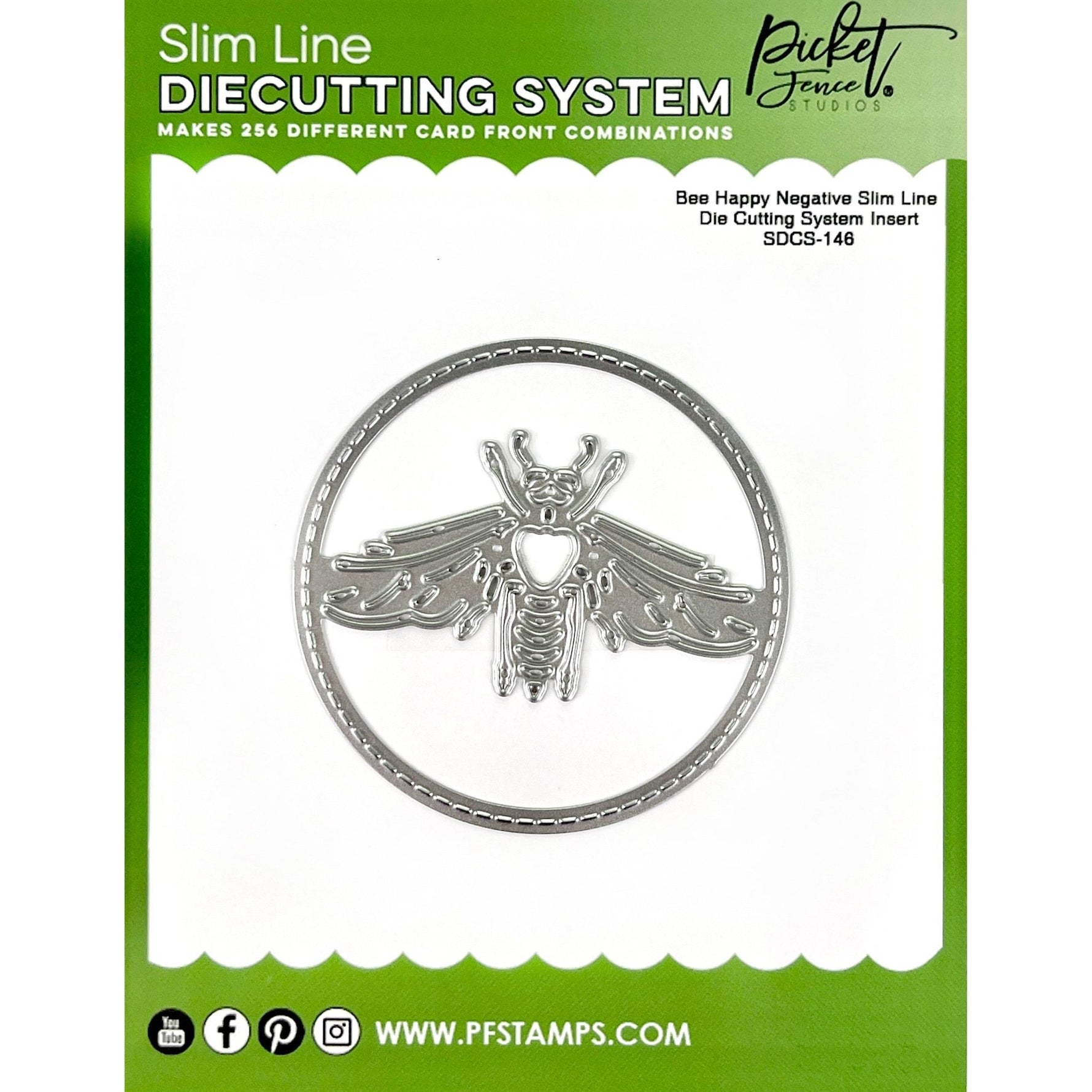 Bee Happy Negative Slim Line Die Cutting System Insert - Picket Fence Studios