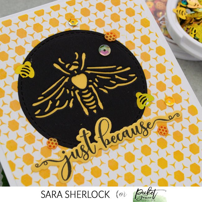 Bee Happy Negative Slim Line Die Cutting System Insert - Picket Fence Studios