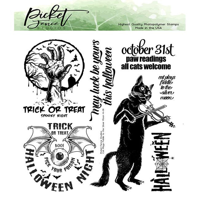 Cat Plays Fiddle to the Silver Moon Coordinating Die - Picket Fence Studios