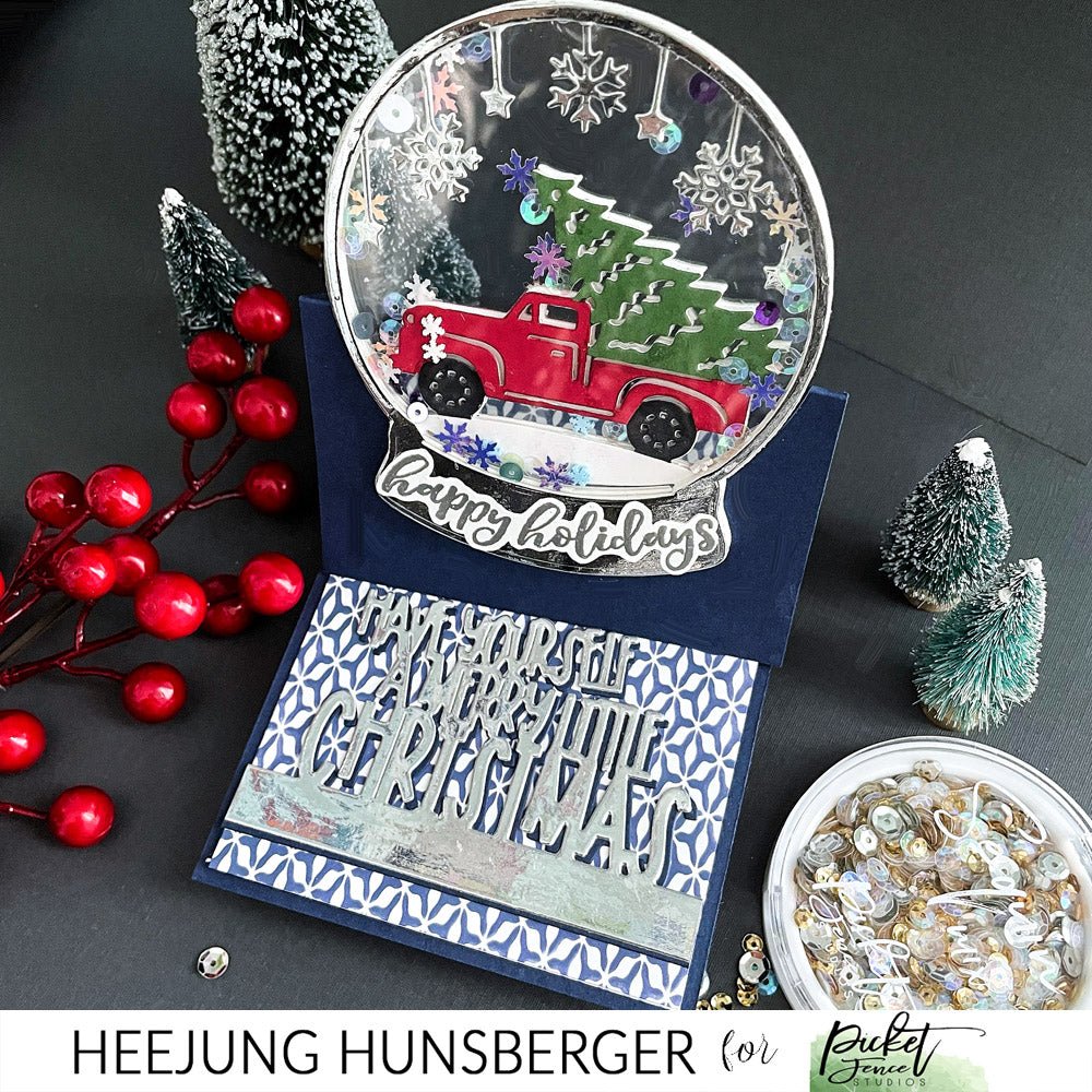 Christmas Tree Farm Delivery Snow Globe Die - Picket Fence Studios