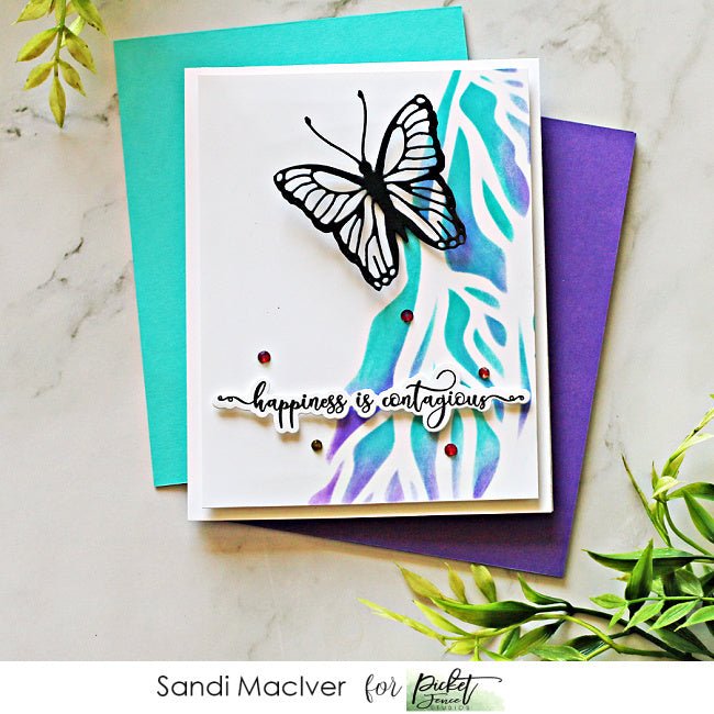 Details of a Wing 6x6 Stencil - Picket Fence Studios