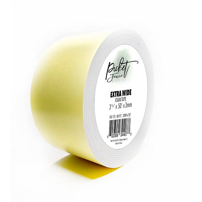 Extra Wide Foam Tape - White 50' Roll - Picket Fence Studios