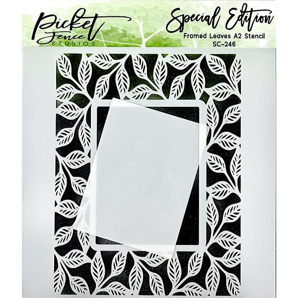 Framed Leaves A2 Stencil - Picket Fence Studios