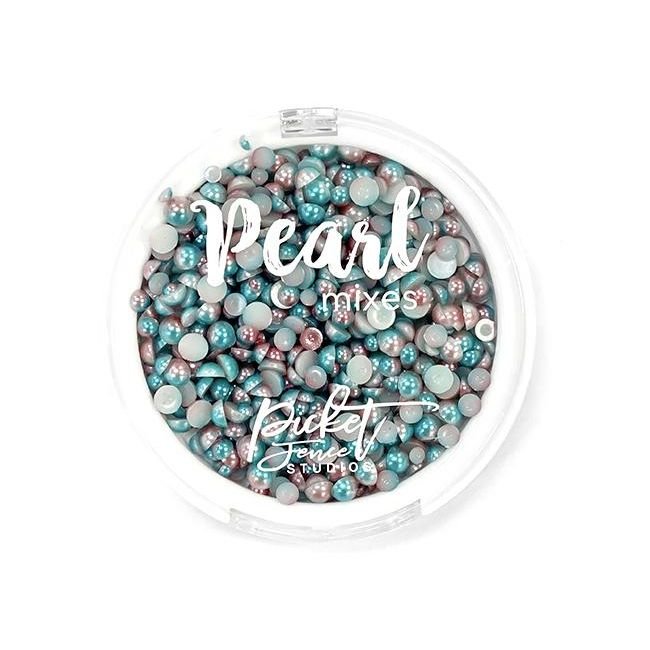 Gradient Flatback Pearls - Aqua Blue & Rose Gold - Picket Fence Studios