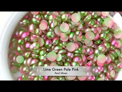 Gradient Flatback Pearls - Lime Green & Pale Pink
