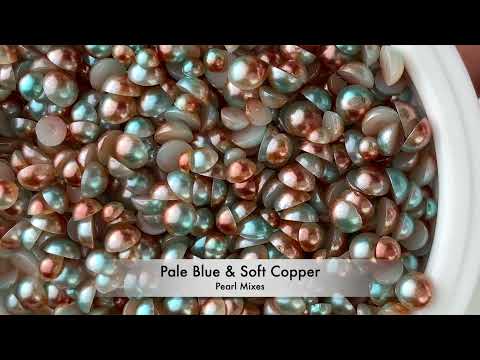 Gradient Flatback Pearls - Pale Blue & Soft Copper