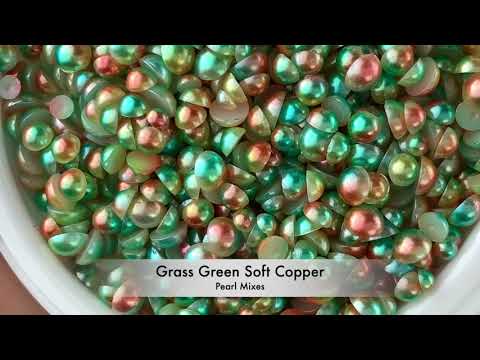 Gradient Flatback Pearls - Grass Green & Soft Copper