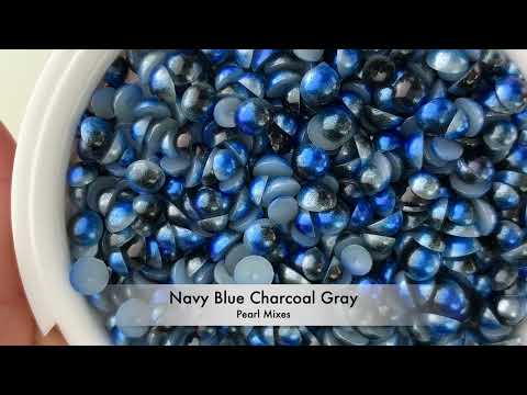 Gradient Flatback Pearls - Navy Blue & Charcoal Gray