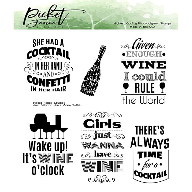 Just Wanna Have Wine Coordinating Die - Picket Fence Studios