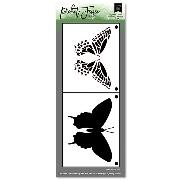Layered Flaunt Butterfly Stencil - Picket Fence Studios