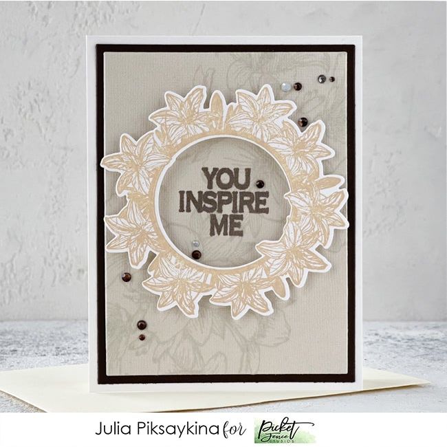 Lilies Picture Frame Stamp with Coordinating Die - Picket Fence Studios