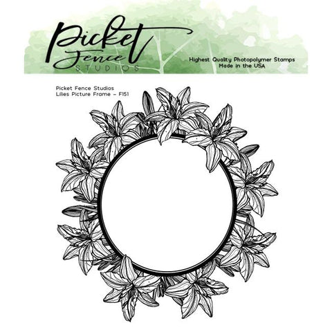 Lilies Picture Frame Stamp with Coordinating Die - Picket Fence Studios