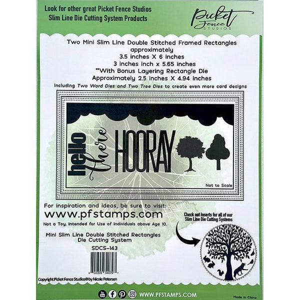 Mini Slim Line Double Stitched Rectangles Die Cutting System - Picket Fence Studios