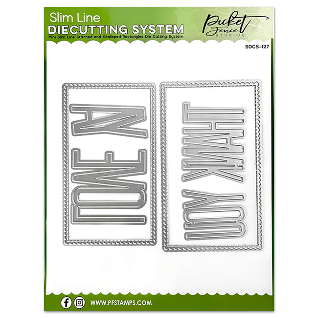 Mini Slim Line Stitched and Scalloped Rectangles Die Cutting System - Picket Fence Studios