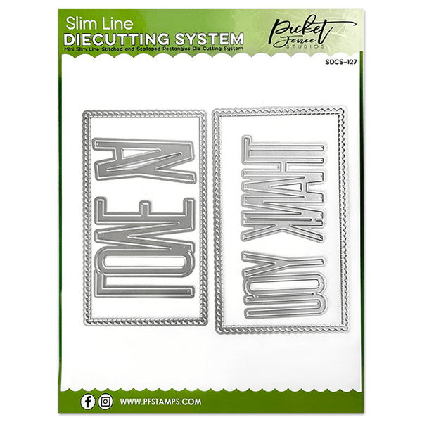 Mini Slim Line Stitched and Scalloped Rectangles Die Cutting System - Picket Fence Studios