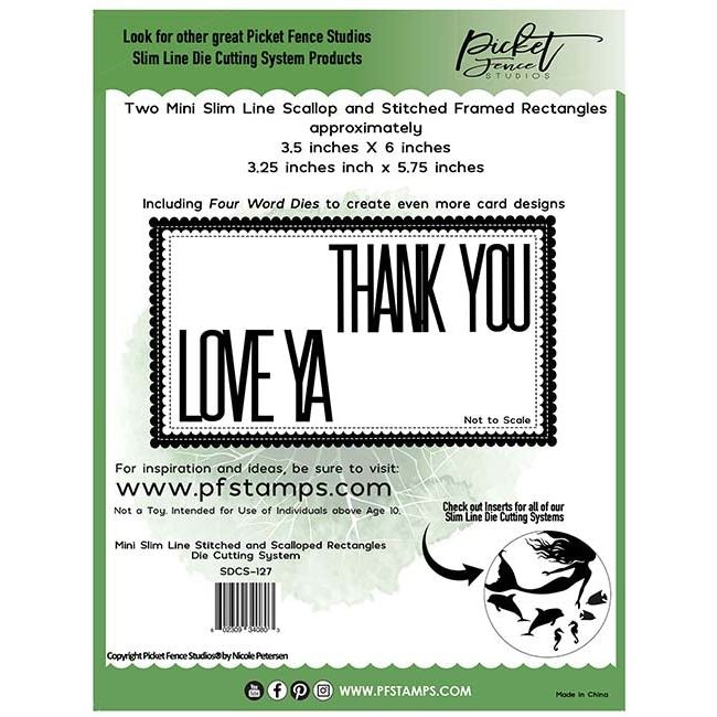 Mini Slim Line Stitched and Scalloped Rectangles Die Cutting System - Picket Fence Studios