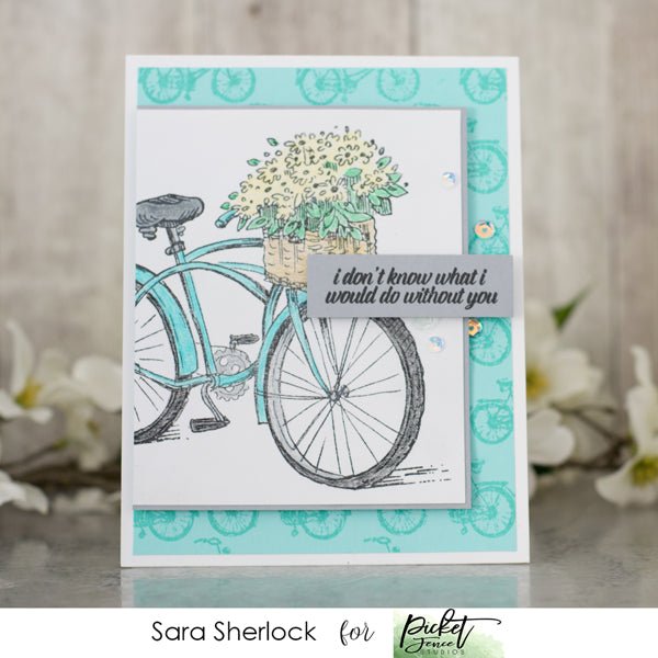 My Bike and I Seamless Stamp - Picket Fence Studios