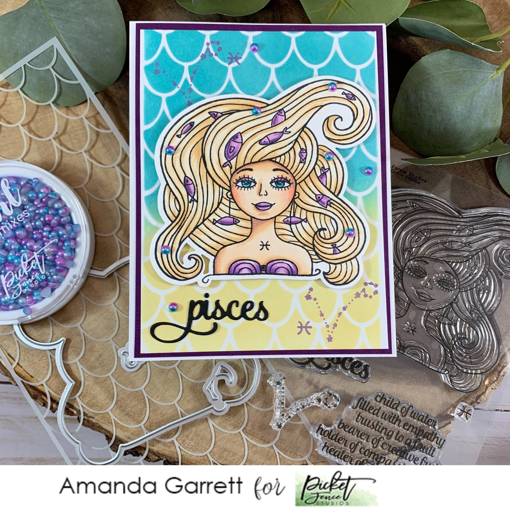 Pisces Girl Coordinating Die - Picket Fence Studios