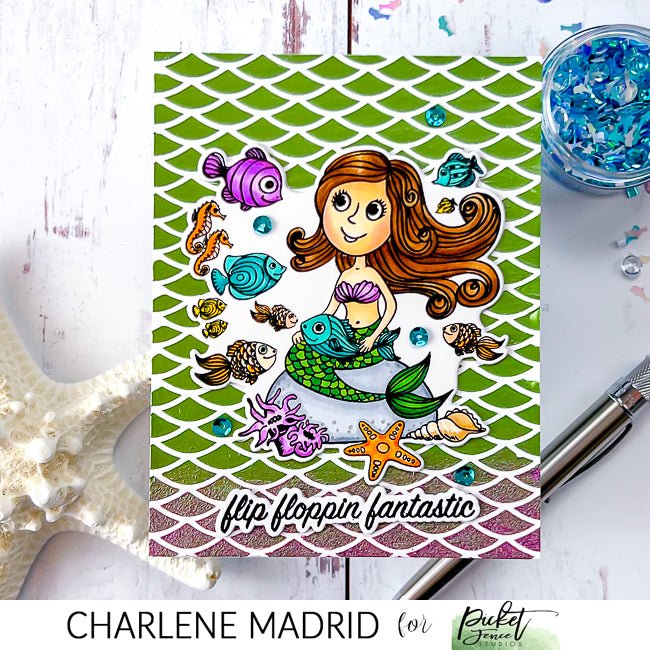 Sea Scales 6x6 Stencil - Picket Fence Studios