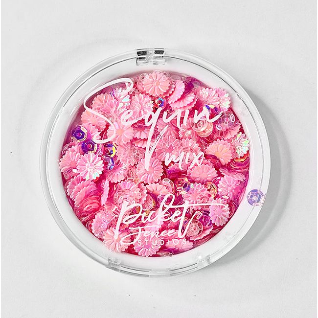 Sequin Mix - Pink Bottlecap Flowers - Picket Fence Studios