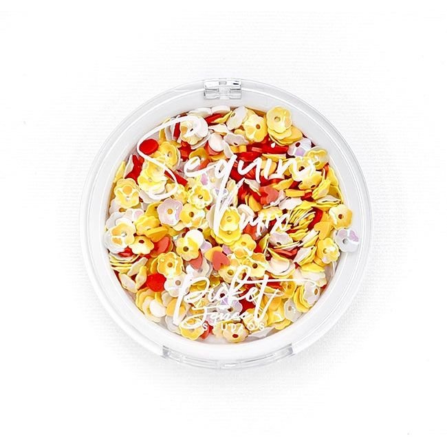 Sequin Mix Plus - Yellow and Orange Hearts and Flower - Picket Fence Studios