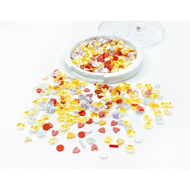Sequin Mix Plus - Yellow and Orange Hearts and Flower - Picket Fence Studios
