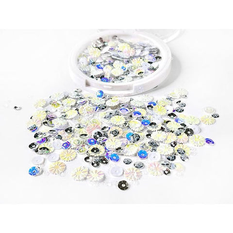 Sequin Mix - White Bottlecap Flowers - Picket Fence Studios