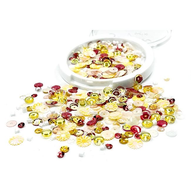 Sequin Mix - Yellow Bottlecap Flowers - Picket Fence Studios