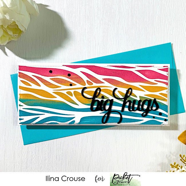 Slim Line 7" Big Happy Hugs Word Die - Picket Fence Studios