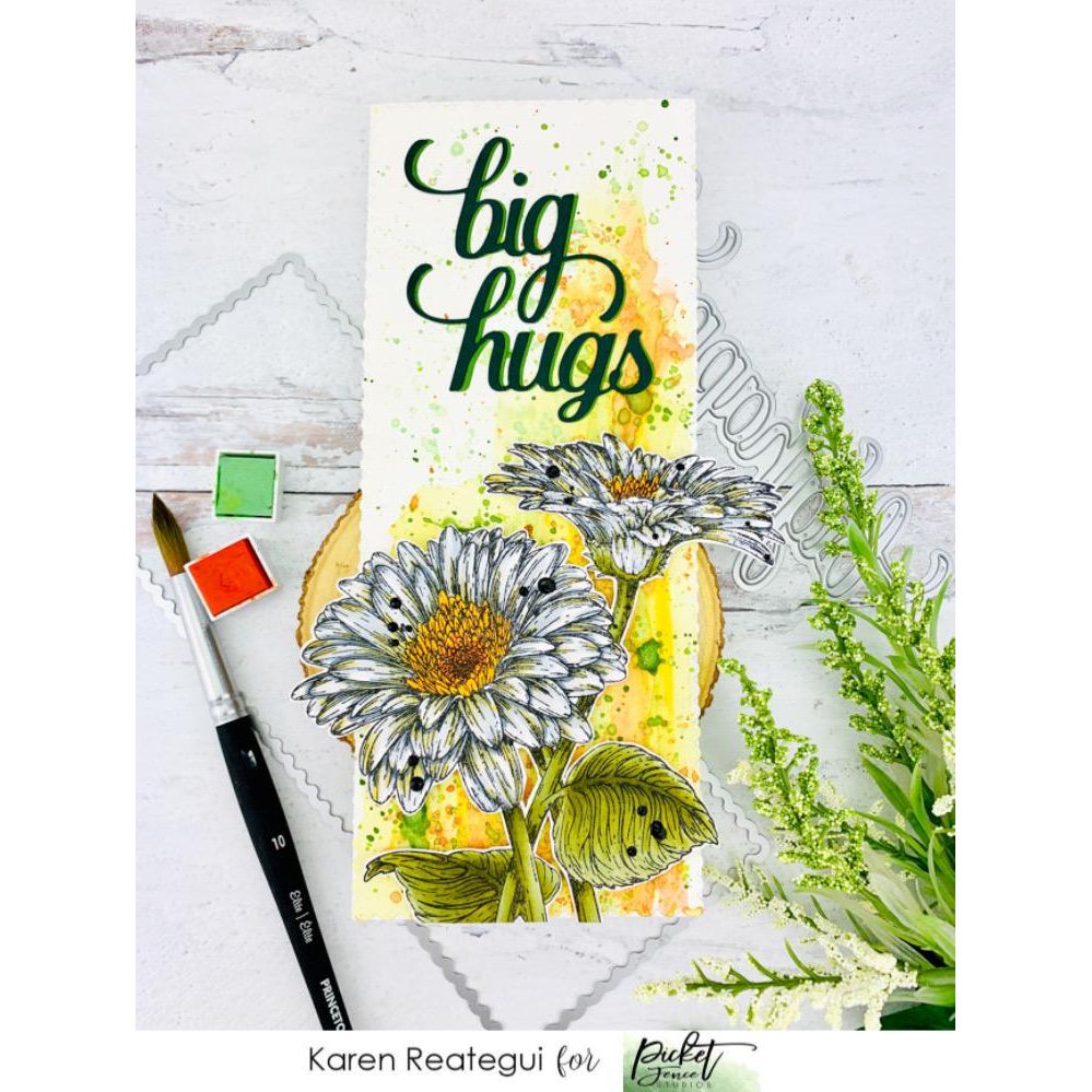 Slim Line 7" Big Happy Hugs Word Die - Picket Fence Studios