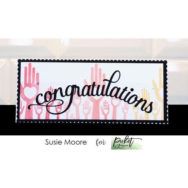 Slim Line 7" Congratulations Word Die - Picket Fence Studios