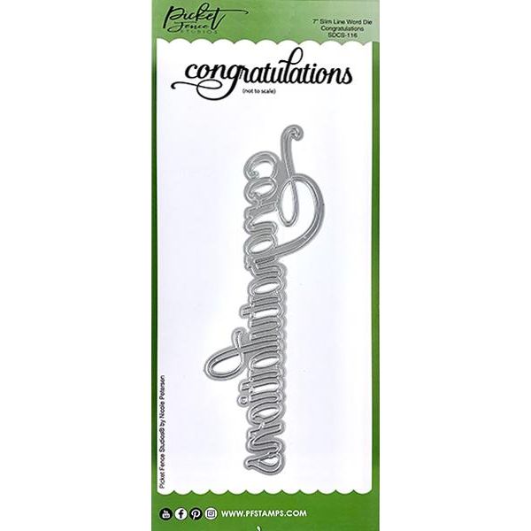 Slim Line 7" Congratulations Word Die - Picket Fence Studios