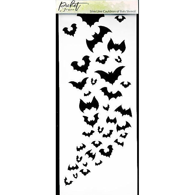 Slim Line Cauldron of Bats Stencil - Picket Fence Studios