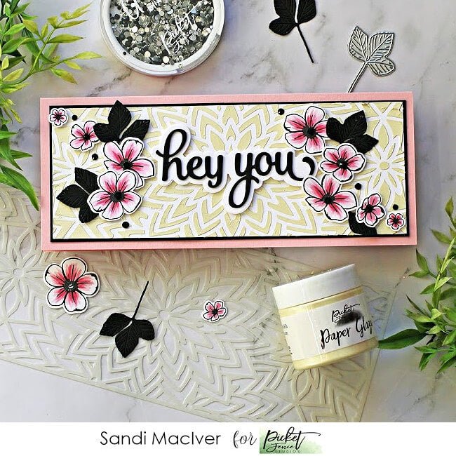 Slim Line Center Flower Stencil - Picket Fence Studios