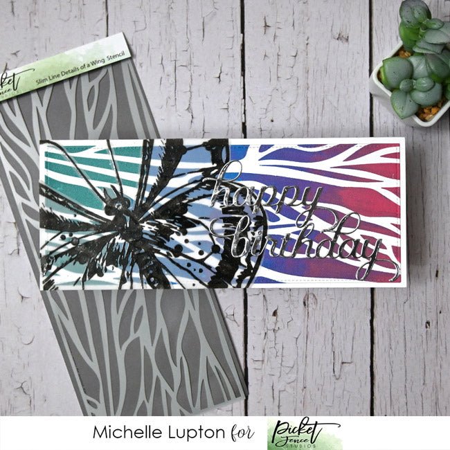 Slim Line Details of a Wing Stencil - Picket Fence Studios