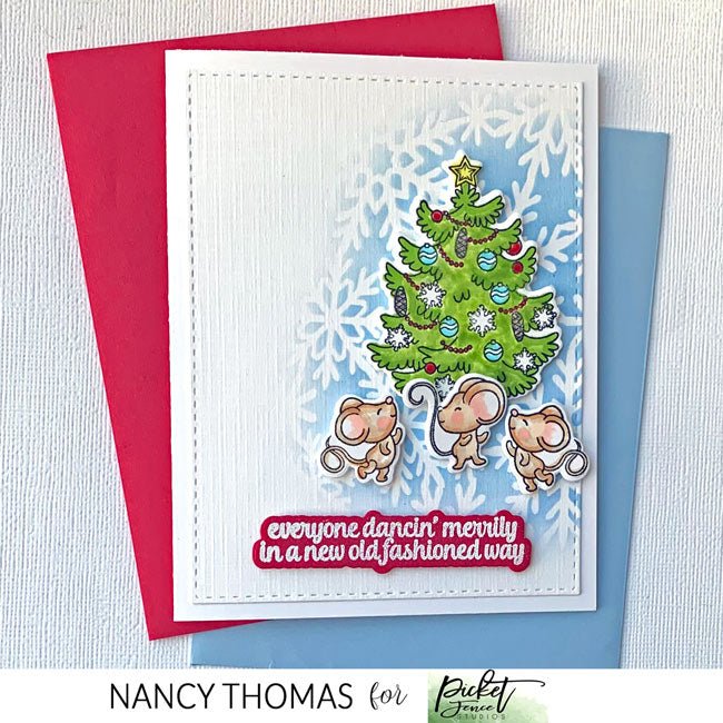 Slim Line Falling Snowflakes Stencil - Picket Fence Studios