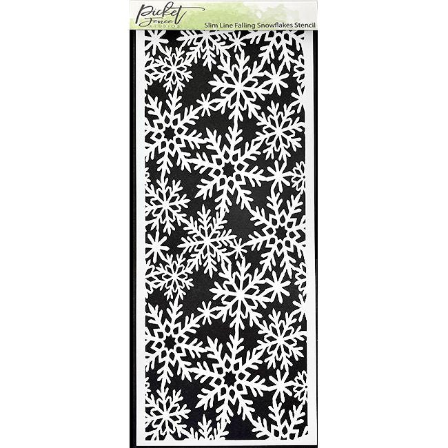 Slim Line Falling Snowflakes Stencil - Picket Fence Studios