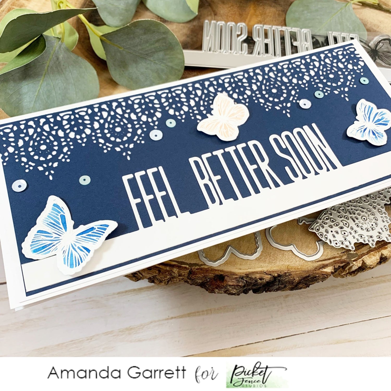 Slim Line Feel Better Soon Word Topper Die - Picket Fence Studios