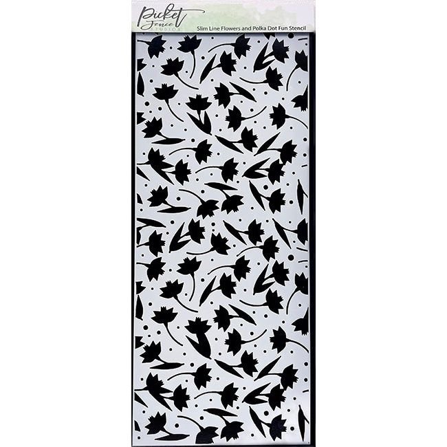 Slim Line Flowers and Polka Dot Fun Stencil - Picket Fence Studios