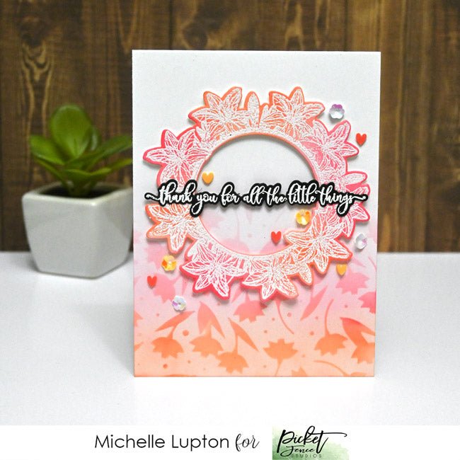 Slim Line Flowers and Polka Dot Fun Stencil - Picket Fence Studios