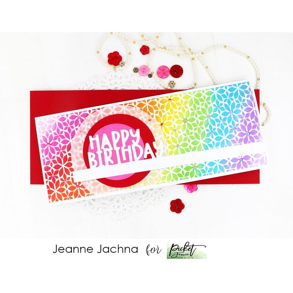 Slim Line Lots of Blossoms Stencil - Picket Fence Studios