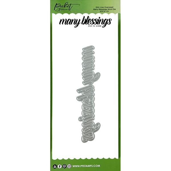 Slim Line Oversized Many Blessings Word Die - Picket Fence Studios
