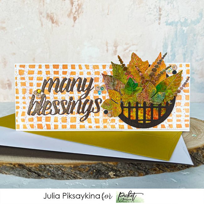 Slim Line Oversized Many Blessings Word Die - Picket Fence Studios