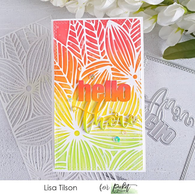 Slim Line Plumeria Flowers Stencil - Picket Fence Studios