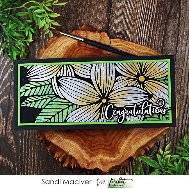 Slim Line Plumeria Flowers Stencil - Picket Fence Studios