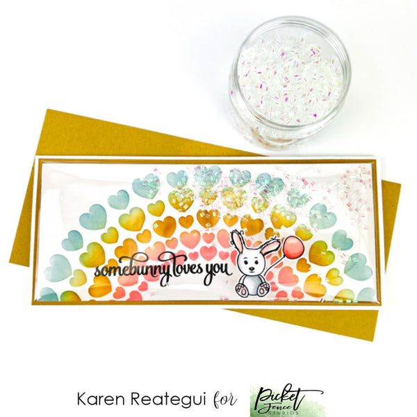 Slim Line Rainbow of Hearts Stencil - Picket Fence Studios